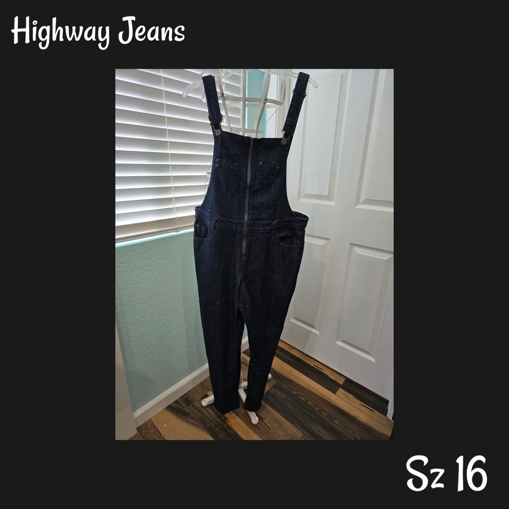 Highway Jeans Dark Wash Overalls Sz 16